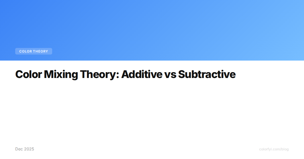 Théorie du mélange des couleurs : additif vs soustractif